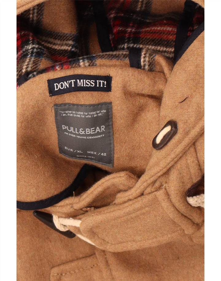 Мужской дафлкот Pull & Bear с капюшоном UK 42 XL, бежевый полиэстер