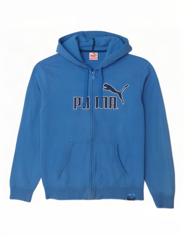Мужской свитер с капюшоном на молнии с графическим рисунком Puma, большой синий