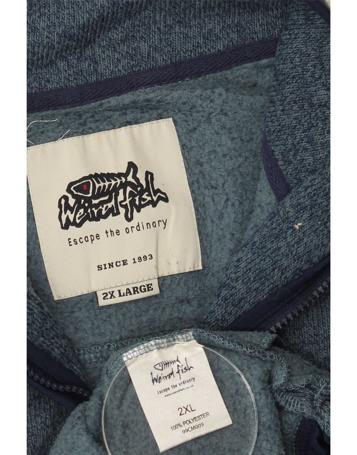 Мужской свитшот с воротником на молнии Weird Fish, 2XL, синий полиэстер с крапинками