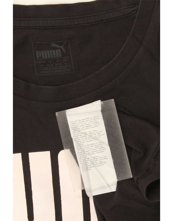 Мужская футболка с рисунком Puma, черный хлопок, средний размер