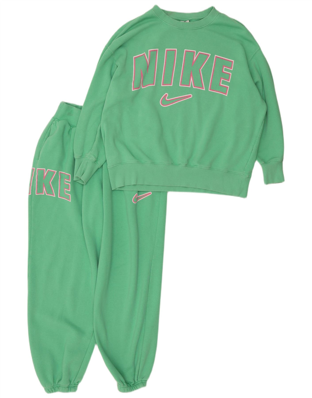 Женский спортивный костюм большого размера с рисунком Nike UK 14, хлопковый средний зеленый цвет
