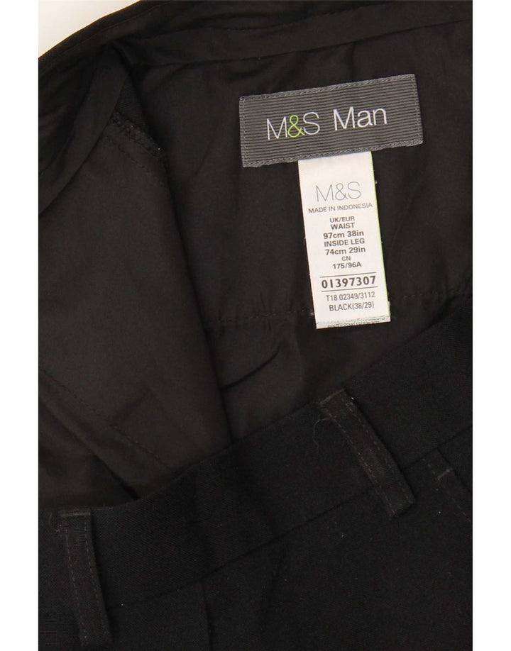 Мужские прямые брюки-чиносы Marks & Spencer W38 L29 черные из полиэстера