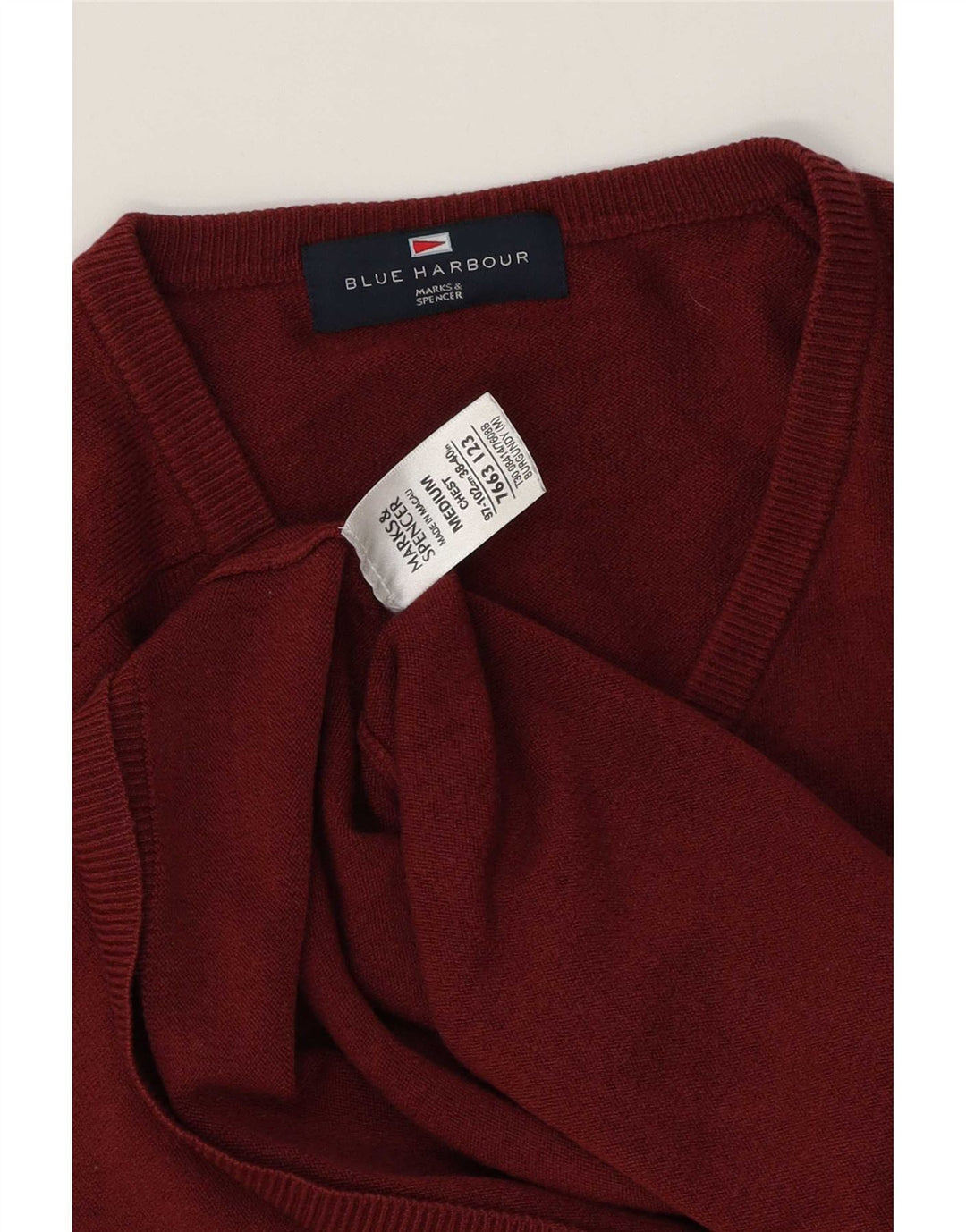 Мужской джемпер с v-образным вырезом Marks & Spencer Blue Harbour, средний бордовый