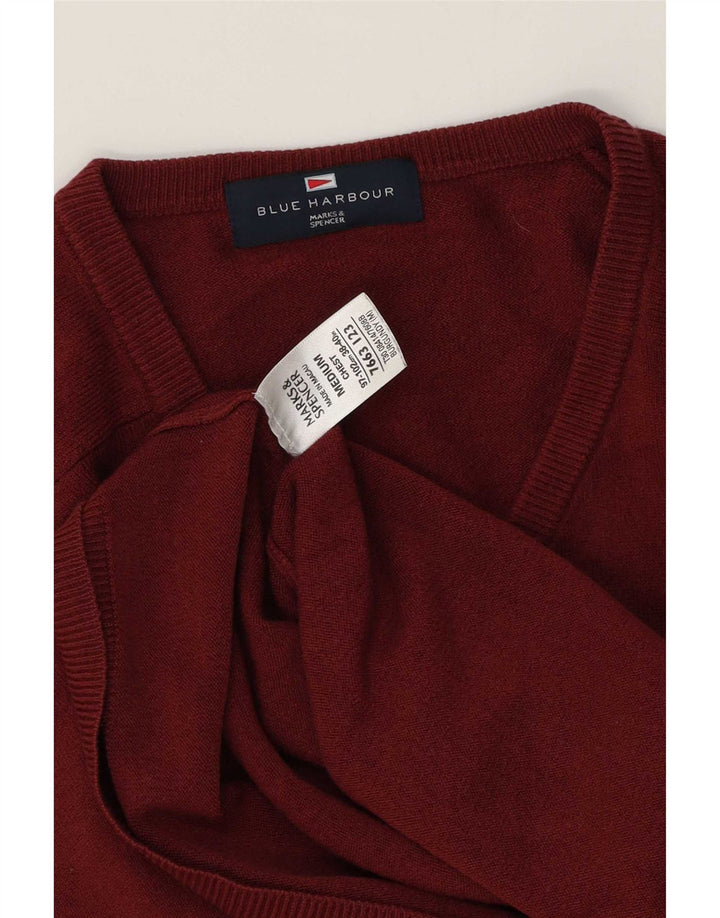 Мужской джемпер с v-образным вырезом Marks & Spencer Blue Harbour, средний бордовый