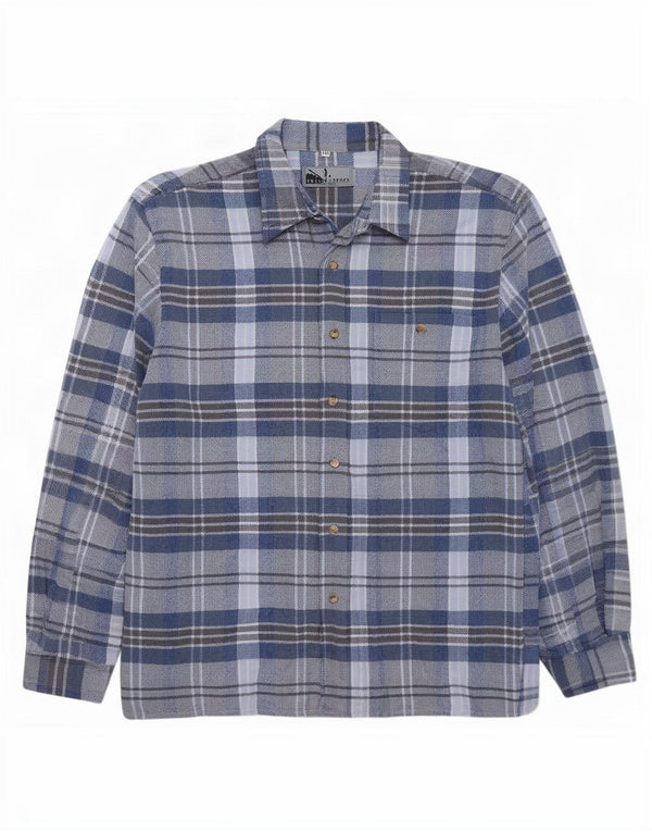 Fellini Mens Flannel Shirt 2XL Blue Check Cotton