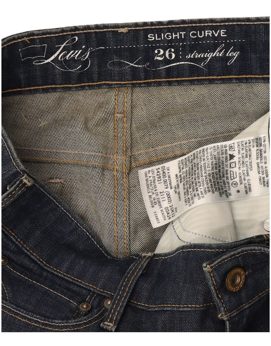 Женские прямые джинсы Levi's W26 L32 темно-синего цвета, хлопок