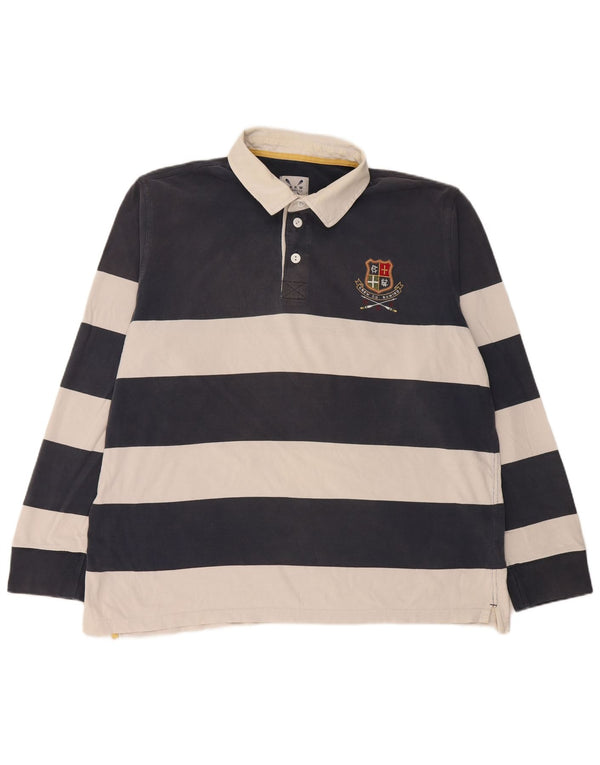 Crew Clothing Мужская рубашка-поло для регби с длинным рукавом 2XL Темно-синяя полоска