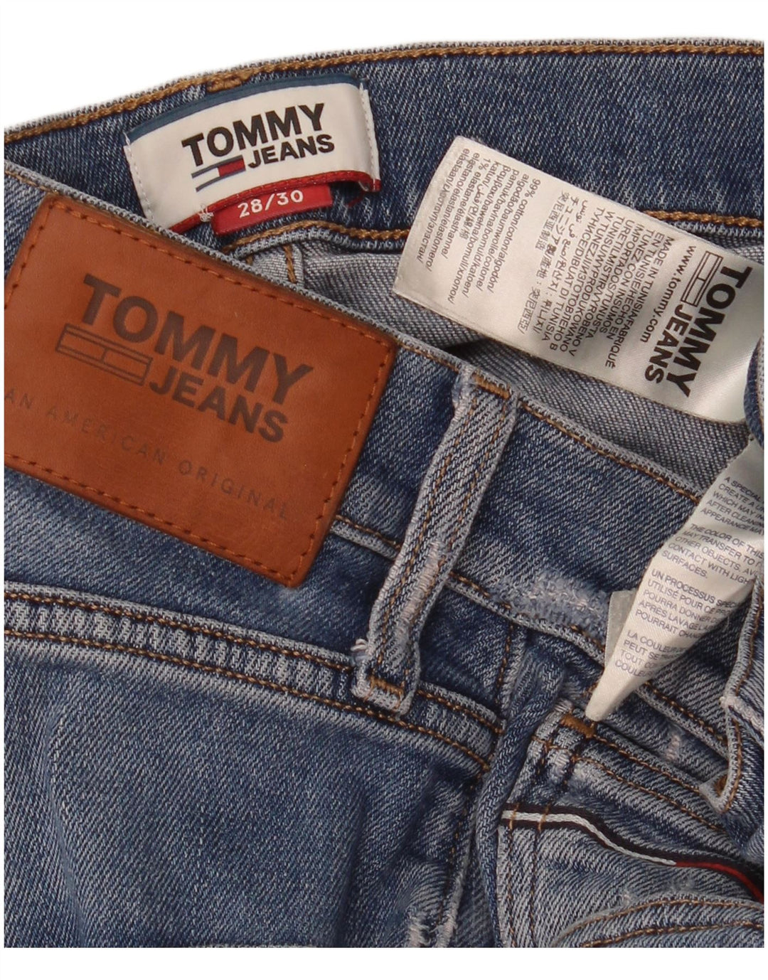 Мужские потертые узкие джинсы Tommy Hilfiger W28 L30, синий хлопок