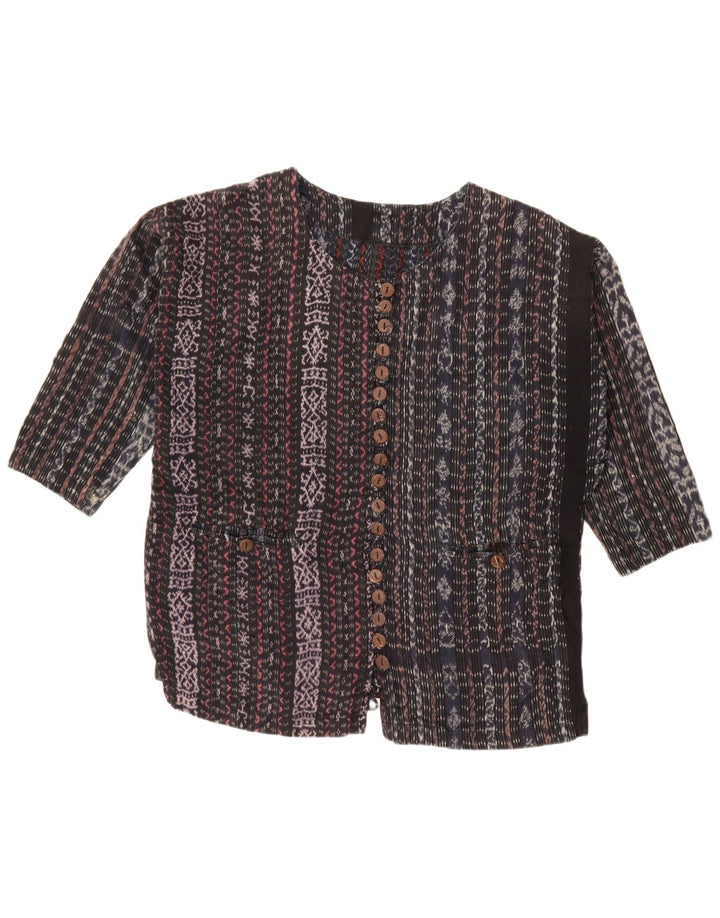 ВИНТАЖНАЯ женская блузка-рубашка с рукавом 3/4, Великобритания, 18 XL, черная полоска