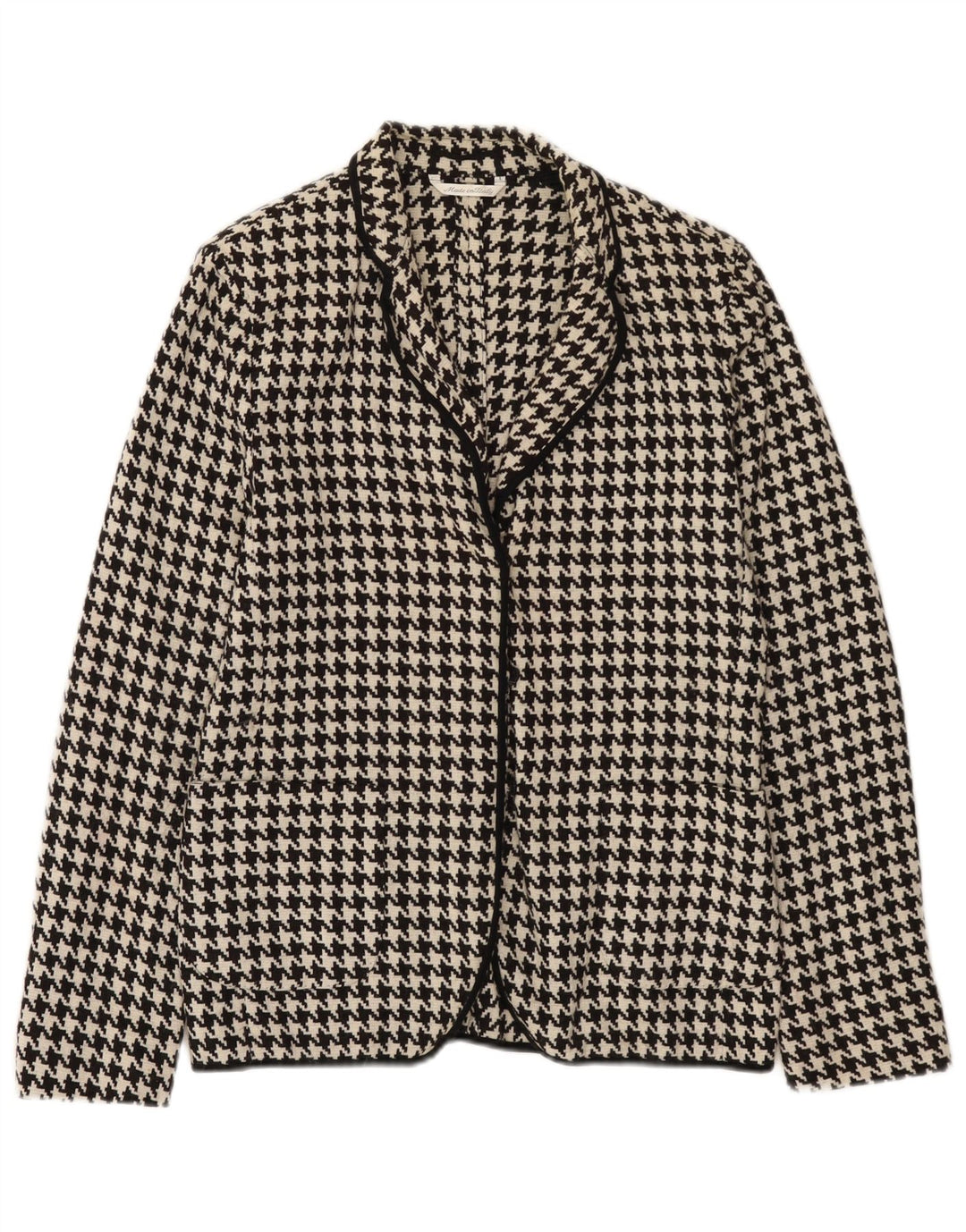 Женский пиджак Max Mara UK 10, маленький, черный, шерсть с узором «гусиные лапки»