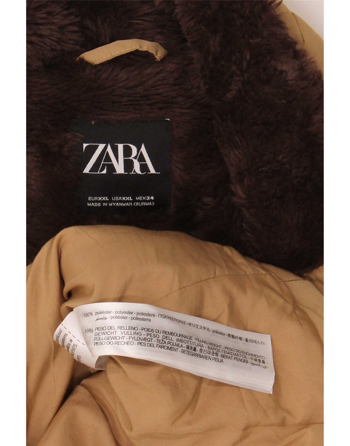 Женская стеганая куртка Zara из шерпа UK 20 2XL Бежевый полиэстер