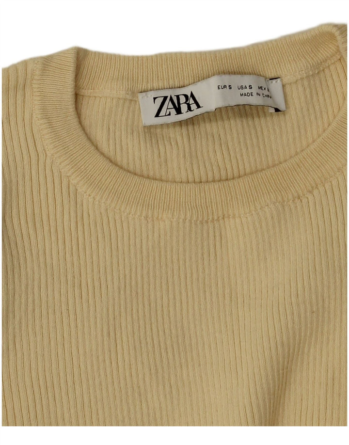 Женская укороченная блузка с длинными рукавами Zara UK 8, маленький желтый цвет