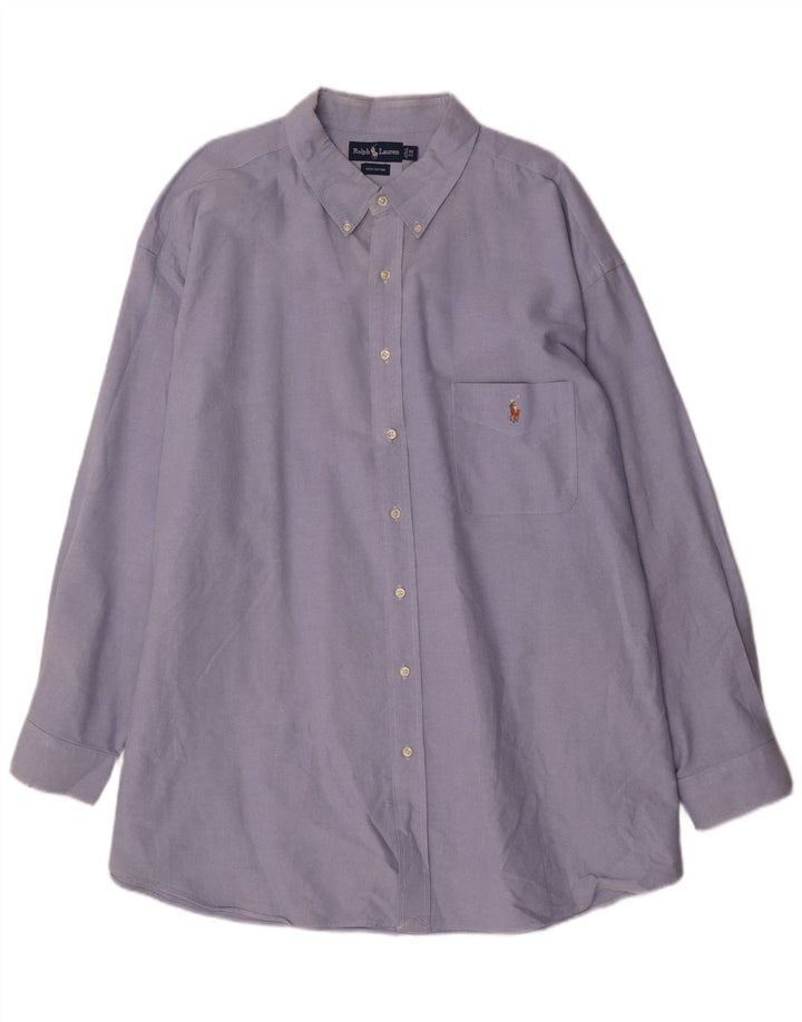 Мужская большая рубашка Ralph Lauren 4XL, синяя, хлопок