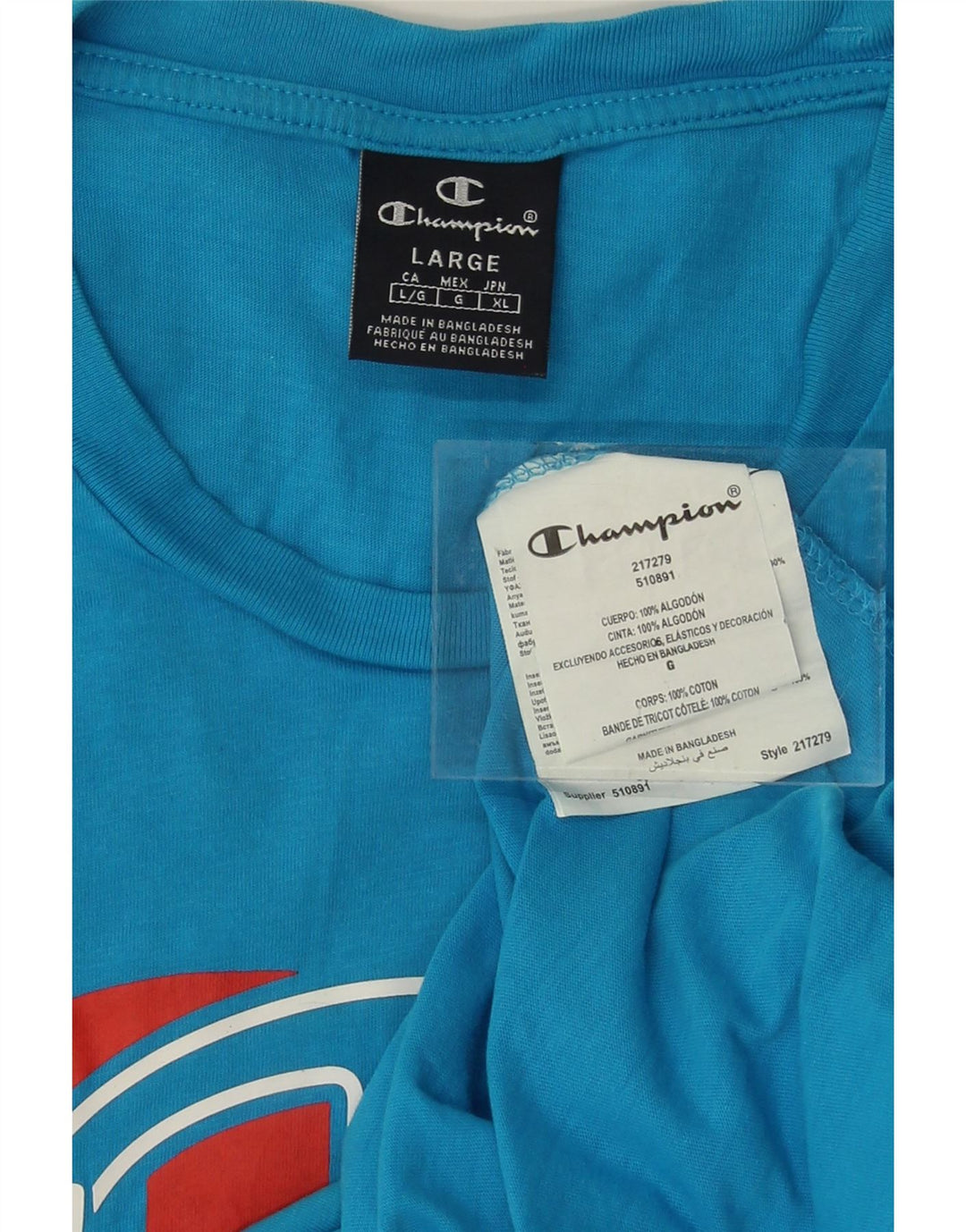 CHAMPION Mens Graphic T-Shirt Top Large Blue Cotton Vintage Champion and Second-Hand Champion from Messina Hembry 