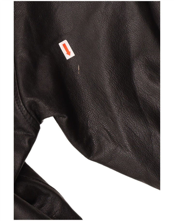 ВИНТАЖНОЕ женское кожаное пальто UK 18 XL, черное кожаное