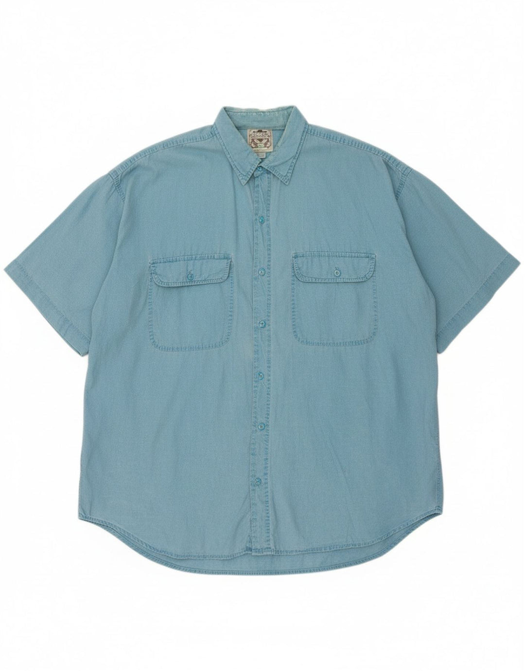 VINTAGE Mens Short Sleeve Shirt XL Blue
