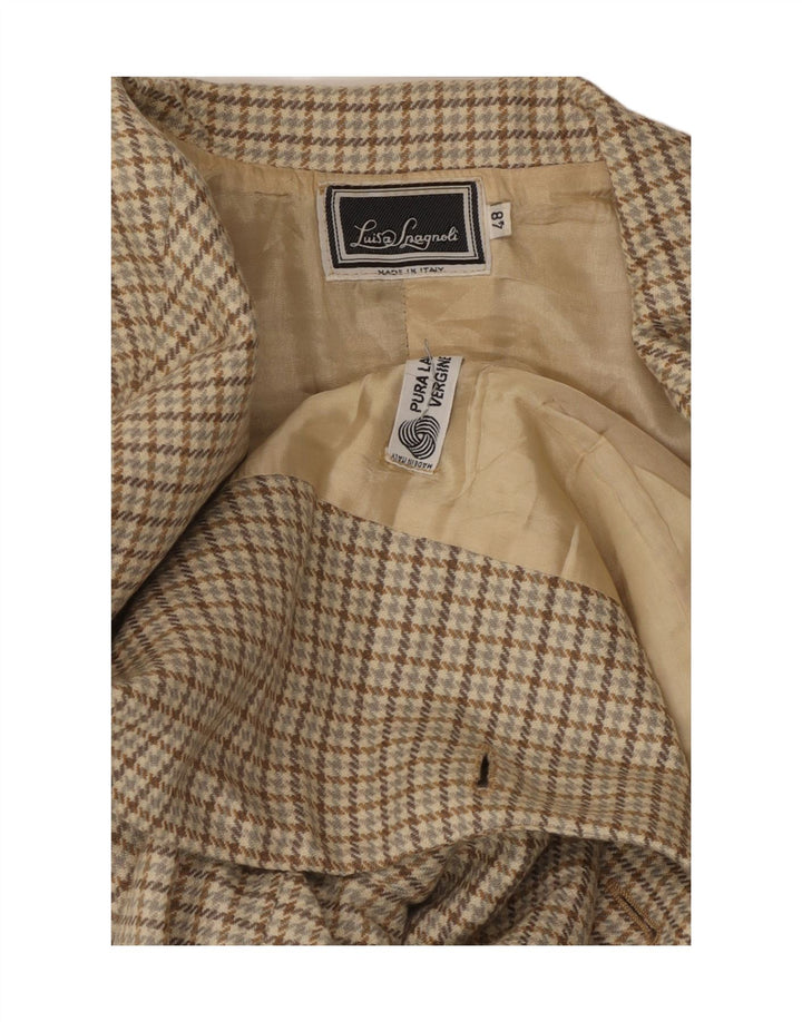 Женский пиджак на двух пуговицах Luisa Spagnoli IT 48 XL Бежевый с узором "гусиные лапки"