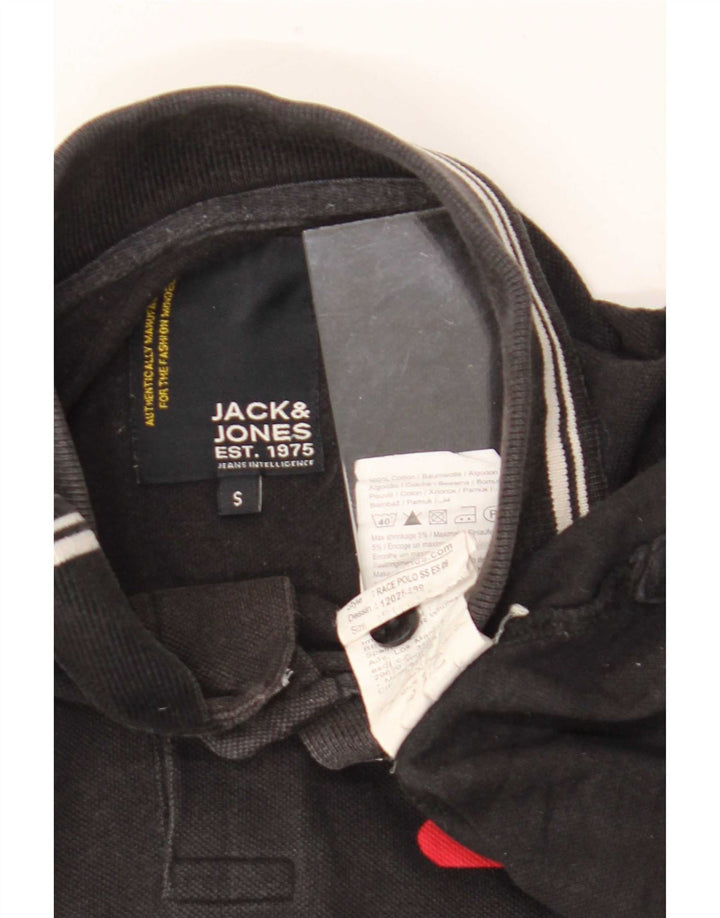 Мужская рубашка поло с рисунком Jack & Jones, маленькая черная, хлопковая