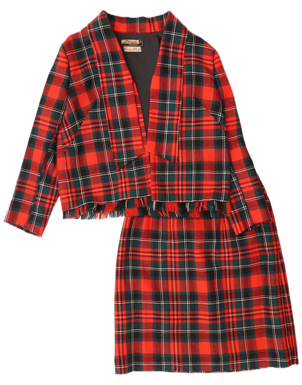 ВИНТАЖНЫЙ комплект женских юбок из 2 предметов EU 42, большой размер W28 L23, шерсть в красную клетку