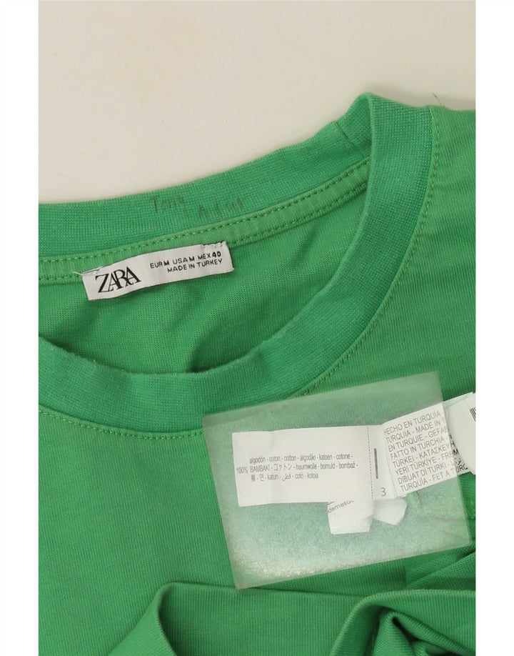 Мужская футболка Zara из хлопка среднего размера, зеленого цвета
