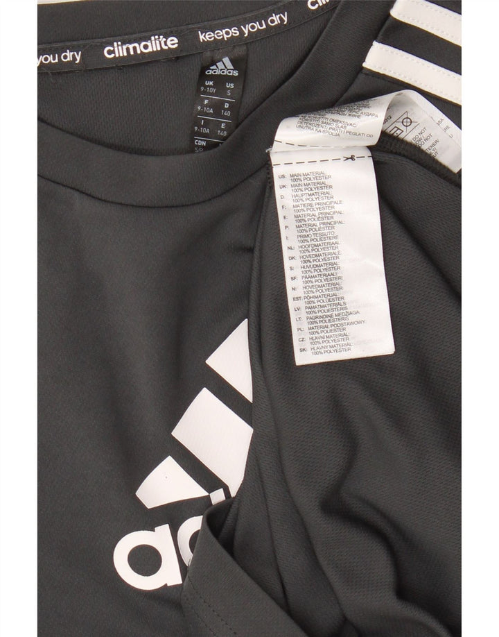 Футболка Adidas с рисунком для мальчиков, топ 9–10 лет, серый полиэстер
