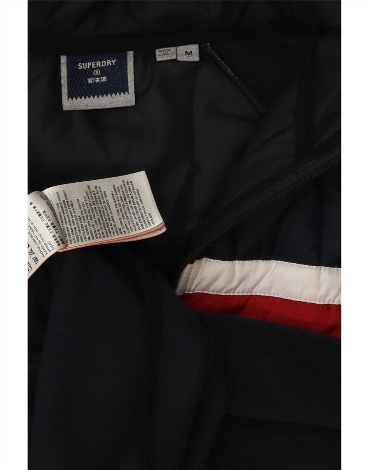 Мужская куртка-бомбер Superdry с капюшоном UK 38, средний темно-синий с цветными блоками