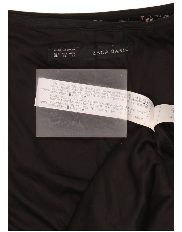 Женская юбка-миди Zara XS W30, черный полиэстер с цветочным принтом