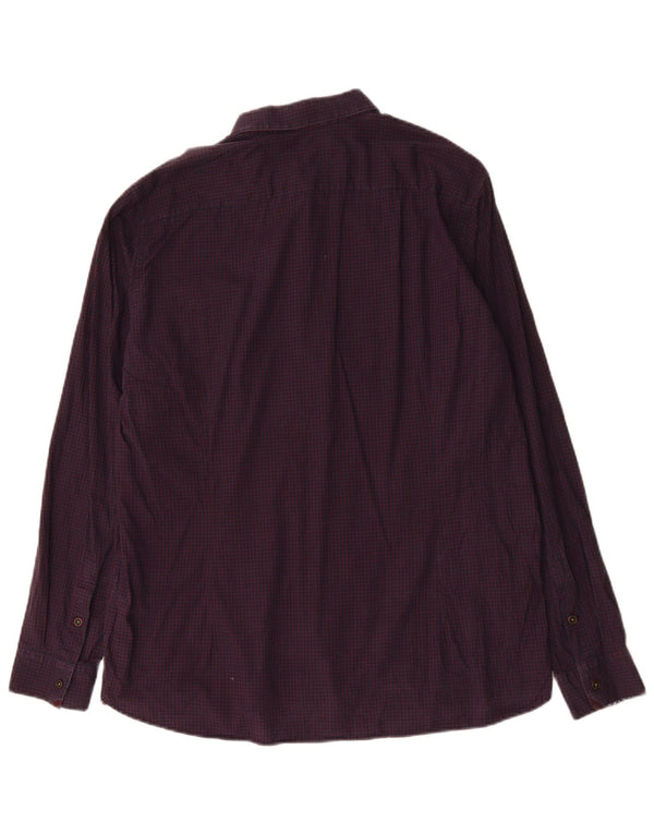 Мужская рубашка Ted Baker, размер 6, 2XL, фиолетовая, хлопок в мелкую клетку