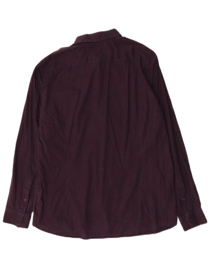 Мужская рубашка Ted Baker, размер 6, 2XL, фиолетовая, хлопок в мелкую клетку