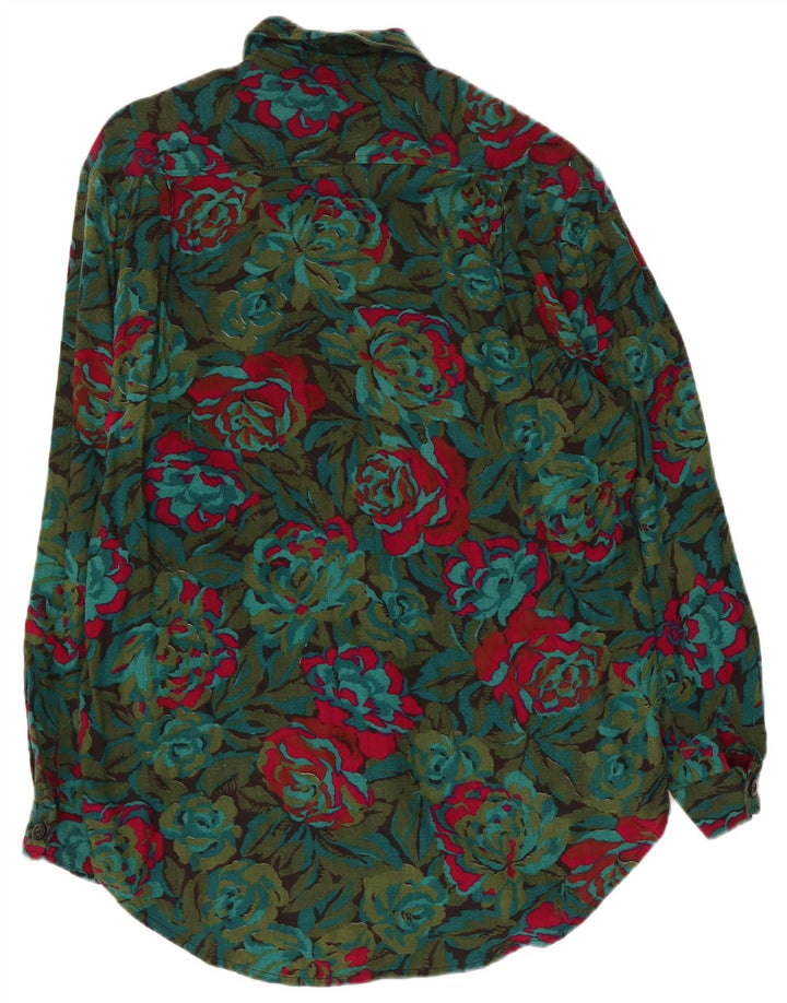 ВИНТАЖНОЕ женское платье-рубашка свободного кроя, Великобритания 14, средний разноцветный цветочный принт