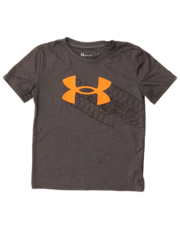 Футболка с рисунком UNDER ARMOR для мальчиков, топ 5–6 лет, серый полиэстер