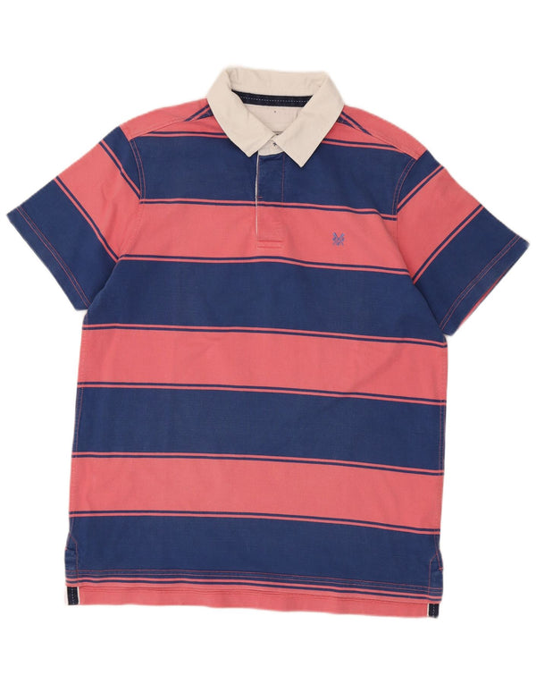Crew Clothing Mens Rugby Polo Shirt XL Pink Striped Cotton