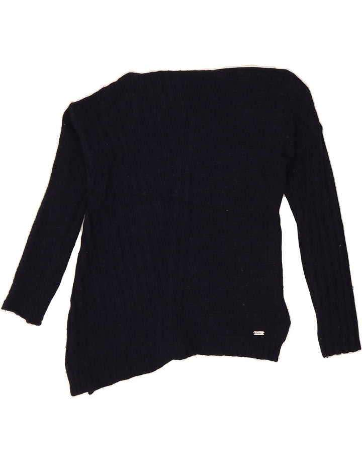 BARBOUR Womens Oversized Boat Neck Jumper Sweater UK 10 Small Navy Blue Vintage Barbour and Second-Hand Barbour from Messina Hembry 