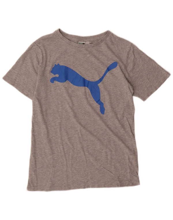 Футболка с рисунком Puma для мальчиков, топ 15–16 лет, XL, серая в крапинку