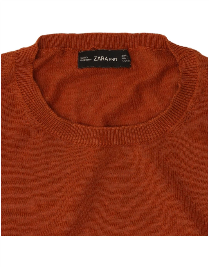 Женский джемпер с круглым вырезом ZARA UK 14, большой оранжевый
