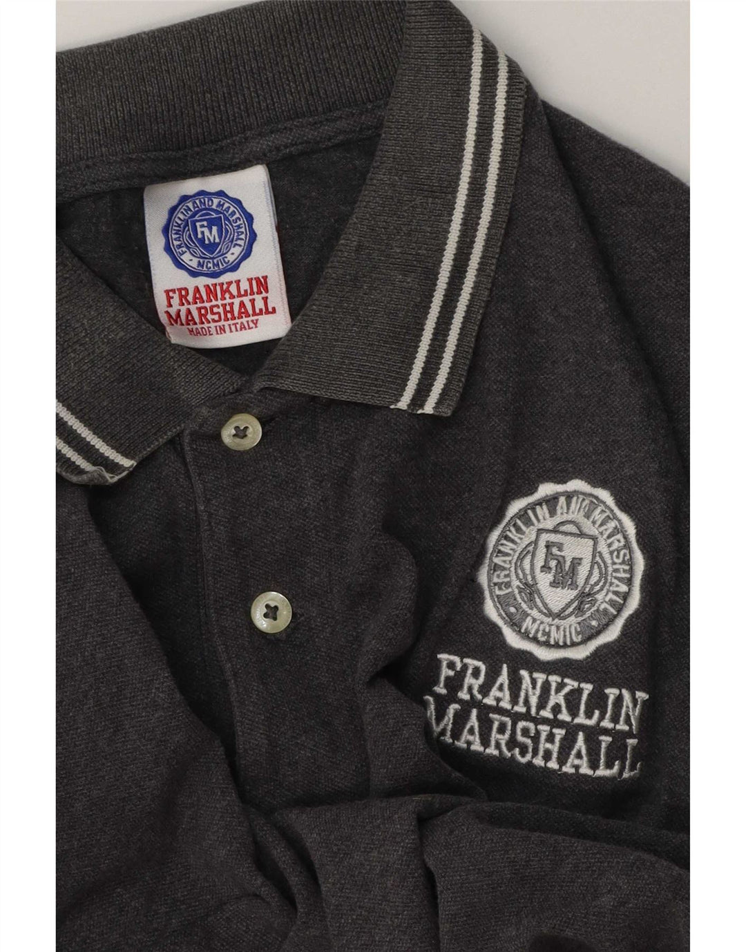 Мужская рубашка-поло с рисунком Franklin & Marshall среднего серого цвета