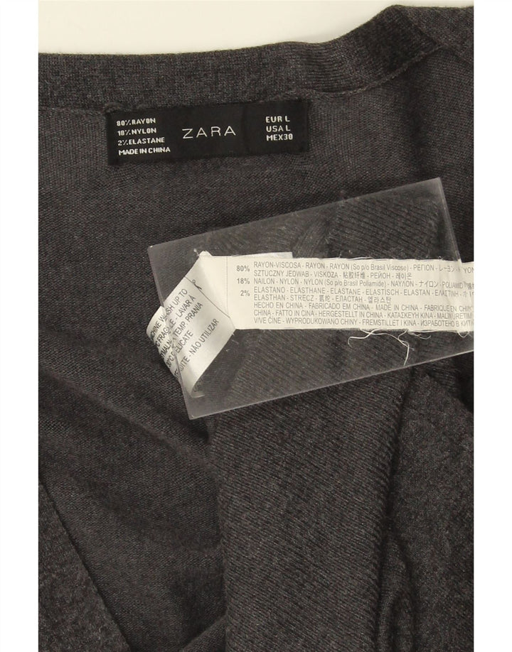 ZARA Womens Longline Cardigan Sweater UK 16 Large Grey Rayon Vintage Zara and Second-Hand Zara from Messina Hembry 