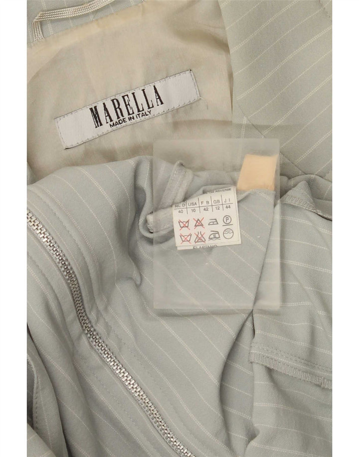 Женский пиджак Marella UK 12, средний зеленый в полоску, полиамид