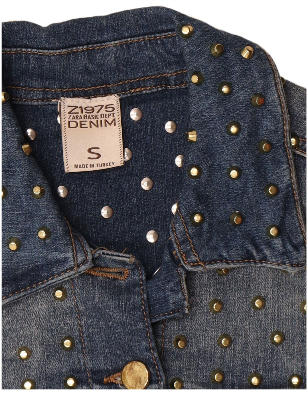 Женская укороченная джинсовая куртка Zara UK 10, маленькая синяя, хлопок