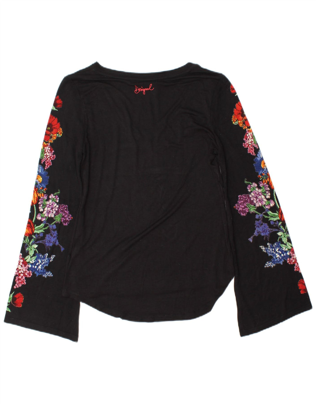 Женский топ Desigual с длинным рукавом UK 10, маленький черный с цветочным принтом