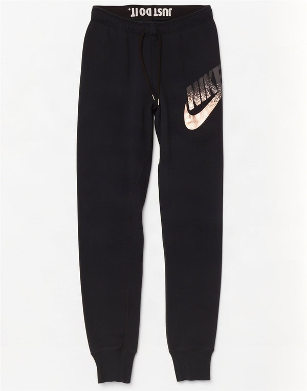 Женские спортивные брюки с графическим рисунком Nike, джоггеры, Великобритания, 8, маленькие, черные, хлопковые