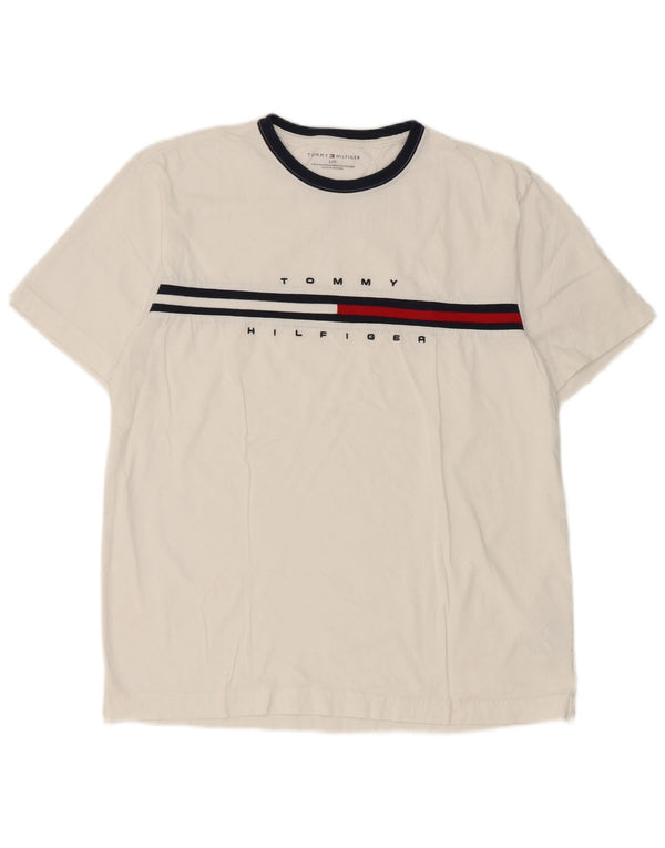 Tommy Hilfiger Mens Graphic T-Shirt Top Large White Cotton