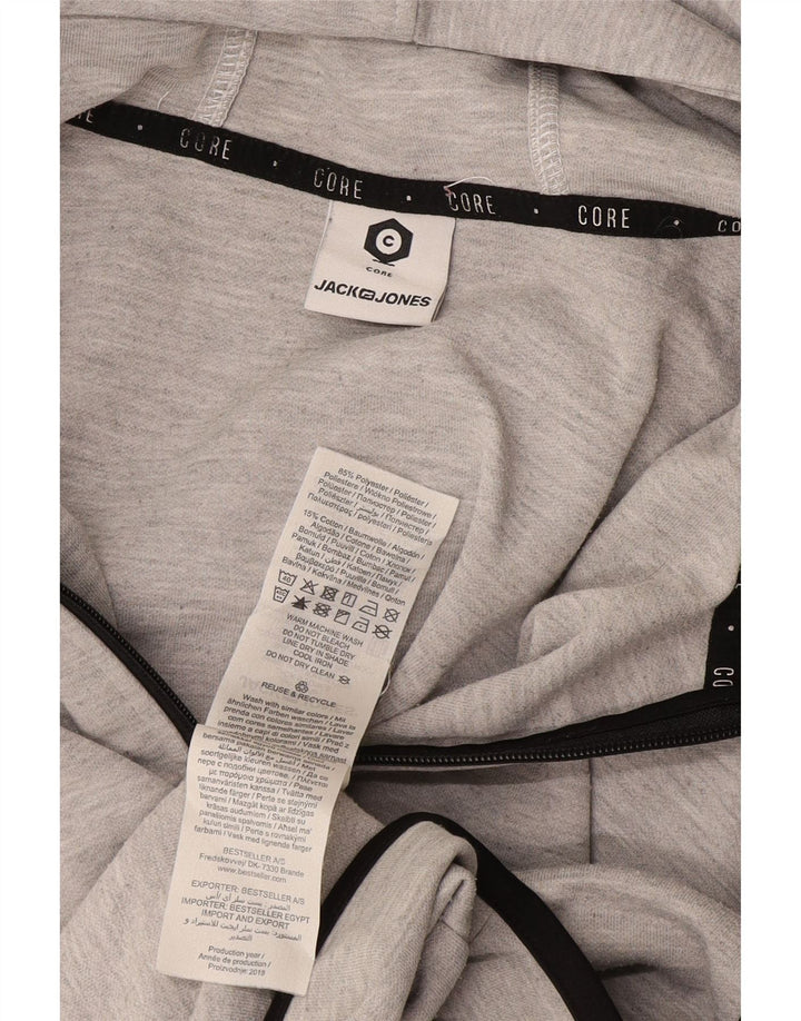 Мужской свитер с капюшоном на молнии Jack & Jones из полиэстера среднего серого цвета