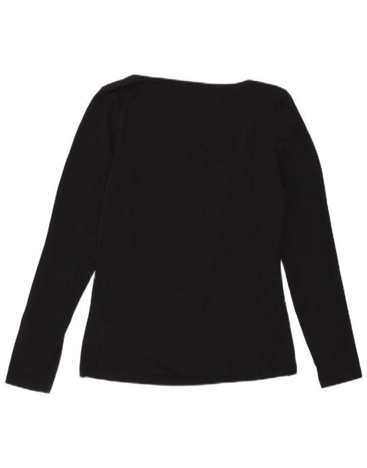 Женский топ с рисунком Calvin Klein, длинный рукав, Великобритания 14, средний черный хлопок