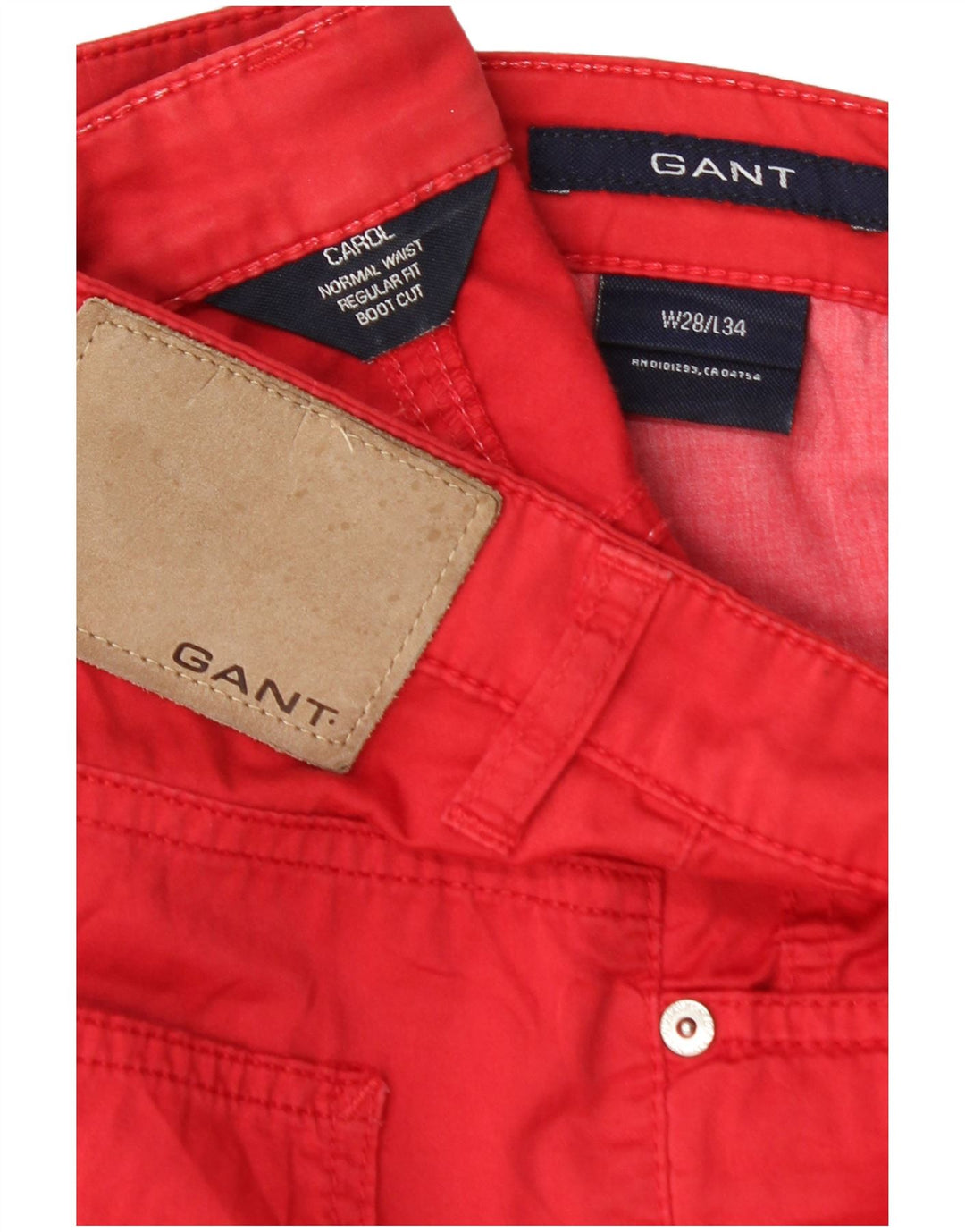 GANT Womens Carol Regular Fit Straight Casual Trousers W28 L29 Red Cotton
