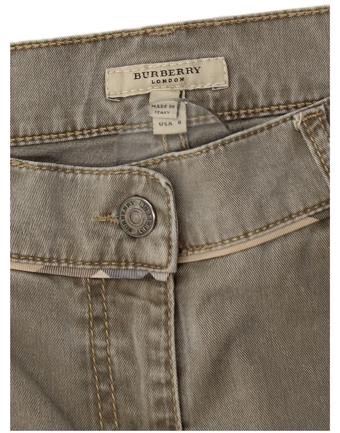 BURBERRY Женские прямые джинсы UK 10 Small W32 L29 Хаки Хлопок