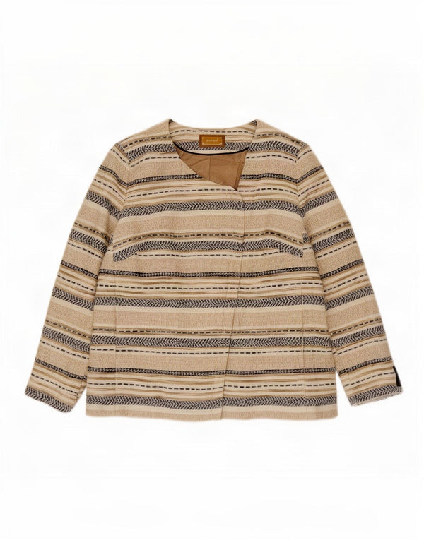 Женский пиджак Marks & Spencer UK 24 4XL, хлопковый бежевый в полоску