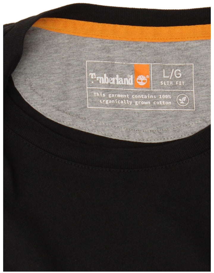 Мужской облегающий топ Timberland с длинным рукавом, большой черный хлопок