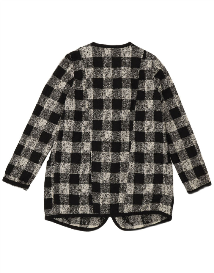 Женский пиджак оверсайз Sisley UK 6 XS, черный, акрил в мелкую клетку