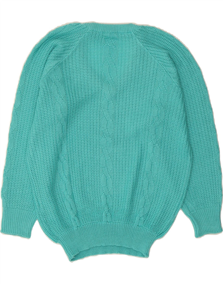 VINTAGE Womens Oversized V-Neck Jumper Sweater EU 38/40 Medium Turquoise Vintage Vintage and Second-Hand Vintage from Messina Hembry 